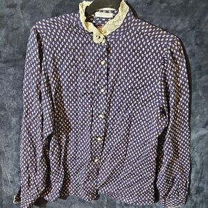 Avenue Navy and Cream Paisley Button Down Shirt